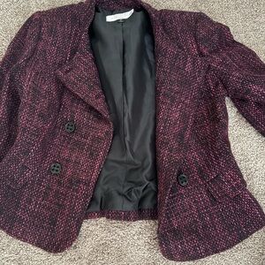 Tahari Black and Pink Tweed Blazer